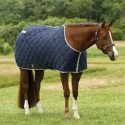 NEW BIG D NAVY/SILVER CLOSED FRONT ALL AMERICAN QUILTED BLANKET PONY YEARLING 52
