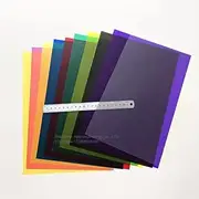 16 Pack Colored Overlays Transparency Color Film Plastic Sheets Correction Lighting Gels Light Filter Sheet,20 by 20cm,8 Assorted Colors