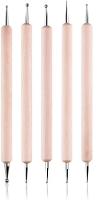 COMIART 5Pcs Wooden Ball Styluses Tool Set for Embossing Pattern Clay Sculpti...