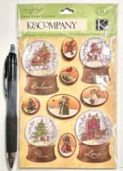K & Company Snowglobes Glad Tidings Stickers Scrapbooking Embellish Card Making