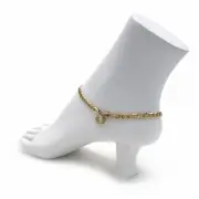 5mm ITALIAN CUBAN LINK CHAIN ANKLET 10" ANKLE CZ BRACELET 14K GOLD PLATED