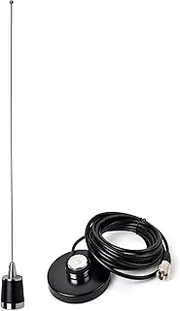 [HYS] Amateur Pre-Tuned Dual-Band VHF/UHF Dual Band NMO Antenna for 2m 70cm Mobile Radios W/Magnetic Base 5M(16.4ft) RG58 Cable PL-259 UHF Mag Mount