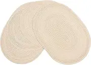 Ryncoco Oval Placemats Cotton Heat Resistant Braided Placemats Washable 13.7x19.6Inch Table Mats for Kitchen Tables Set of 4, Beige
