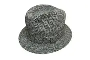 Harris Tweed Failsworth Elgin Made in Britain Trilby Hat Herringbone in Grey