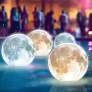 TIALLY Full Moon Floating Pool Lights Solar Powered - 14" Inflatable Pool Bal...