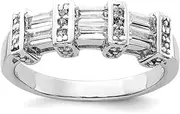 [JewelryWeb] 925 Sterling Silver Solid Polished Polishd Rhodium Plating CZ Simulated Diamond Ring Band Style-Ring for Women