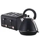 Rose Trim Collection Toaster & Kettle Bundle Black Pronti