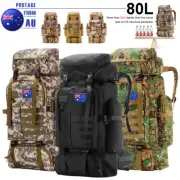 80L Military Tactical Backpack Hiking Camping Rucksack Outdoor Trekking Army Bag