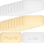UNICRAFTALE 20Pcs 2 Colors Stainless Steel Plate Personalized Plaque Blank with Adhesive Laser Engraved Tags Blank Polygon Plate Tag Frame Name Label Art Tag for Frame with Adhesive Backing Names