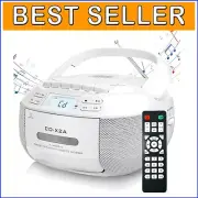Portable Stereo CD Boombox with Cassette Player, Bluetooth & USB - Perfect Gift