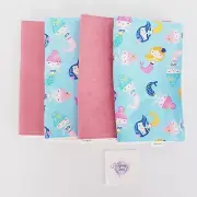 Baby Burp Cloths 4 Pack Blue Pink Mermaid Print Toweling Back Handmade New