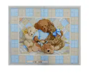 Patchwork Quilting Sewing Fabric Blue Teddy Bear Panel 90x110cm