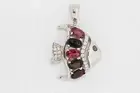 925 Multicolor Tourmaline / White Topaz Fish Pendant ( 1.92 cts)