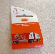 SYDNEY OLYMPIC GAMES 2000 TORCH RELAY TRUCK SPINNING WHEEL PIN/BADGE COLLECT #90