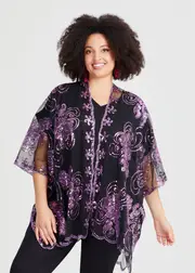 [Taking Shape] Taking Shape Sequin Mesh Cape in Purple - Women's Accessories Purple