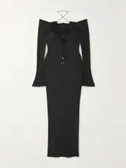 [16ARLINGTON] 16ARLINGTON - Salm Off-the-shoulder Cutout Stretch-jersey Maxi Dress - Black - UK 16 UK 16 Black