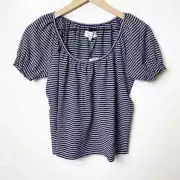 Madewell Texture & Thread Blue Peasant Stripe Top