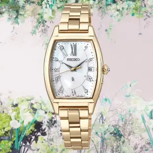 【SEIKO 精工】LUKIA日本花藝店聯名 太陽能電波對時鈦金屬淑女錶-金_SK028(SSQW074J/1B32-0BA0G 贈皮錶帶)