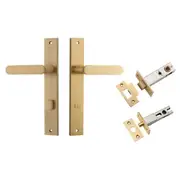 Bronte Lever Rectangular Backplate Privacy Kit w Privacy Turn Brushed Brass