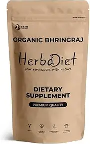 Organic Bhringraj Leaf Powder | Eclipta Alba | Promotes Healthy Hair Growth, Thickening | 100% Pure, USDA Certified Supplement | Resealable Zip Lock Pouch | Non-GMO, Gluten Free (227 Gram/ 8 oz)