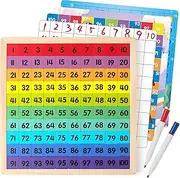 Coogam Wooden Math Hundred Board 1-100 Numbers Learning Educational Toys Colorful Montessori Counting Board Game for Preschool 3 4 5 Year Old Boys Girls