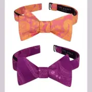 NWT $160 Ted Baker London [ 2PC ] Preakness Paisley Silk Bow Tie in Pink & Berry