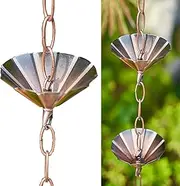 Retro Rain Chains for Downspouts, Outside Cuttable Gutters Rain Chains, Home Décor Replacement Downspout Rain Catcher, for Deck Garden Porch (Color : Style2, Size : 100cm(3.3ft))