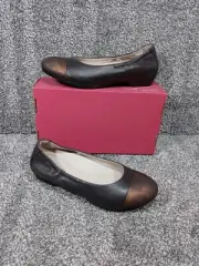 New Dansko Lisanne Milled Nappa EU 37 US 6.5 Brown Leather Cap Toe Ballet Flats