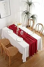 10ft Chiffon Table Runner 27×118 Inches Romantic Rustic Table Runner for Wedding, Bridal Shower, Baby Shower, Boho Birthday Party Cake Table Decoration (Burgundy)