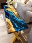 50"x15" Ocean Wave Console Bar Counter Top Table Luxury Wood Furniture Home Deco
