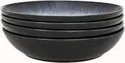 Denby - Halo Pasta Bowls Set of 4 - Reactive Glaze Dishwasher Microwave Safe Crockery 1050ml - Black, Grey Ceramic Stoneware Tableware - Chip & Crack Resistant