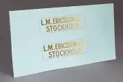 2 SMALL ERICSSON STOCKHOLM WATER SLIDE DECAL for TELEPHONE RESTORATION!
