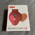 Dash Mini Waffle Maker for Individuals, Paninis, Hash Browns, Red Heart 4 In