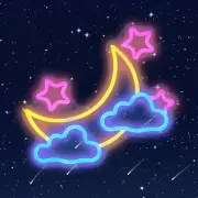 KOBES Moon Cloud Star Neon Sign - Blue/Yellow/Pink Neon signs for Wall Decor,...