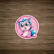 Cute Unicorn Kitten Sticker - Adorable Animal Watercolor Art Decal #1158