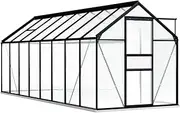 Greenhouse for Outdoors, Polycarbonate Panels Greenhouses Sun House with Water Drainage Groove and Roof Vent, Aluminum Frame Walk-in Green Houses for Garden Backyard, 9.31 m³