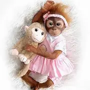 ZIYIUI Reborn Baby Monkey 21 Inch 52 cm Realistic Soft Silicone Vinyl Real Handmade Reborn Monkey Girl Lifelike Doll Kids Toy
