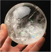 1Pcs 35-40mm Rare Clear Natural Rainbow Large Quartz Crystal Sphere Ball Healing Stone, Stone