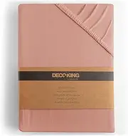 DecoKing Fitted Sheet Emperor II 100% combed cotton soft Jersey, Amber Collection, 200x200-200x220 cm Salmon Pink