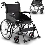 Altus Lightweight Self-Propelled 20 inch Transport Wheelchair Black