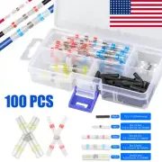 100PCS Solder Sleeve Heat Shrink Butt Wire Splice Connector Terminals Waterproof