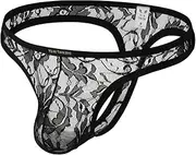 [MuscleMate] Men's Lace Thong G-String Underwear, Men's See-Through Lace Thong G-String Underwear, Breathable and Lightweight.