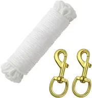 1/4" Diameter 50 Ft Flag Pole Rope with 2 Pcs Swivel Snap Hooks - Flagpole