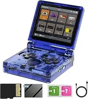 RG35XXSP Retro Handheld Game Console , Linux System 3.5 Inch IPS Screen Built-in 64G TF Card Support TV Output (Transparent Blue)