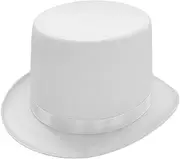 Classic Victorian Top Hat for Men and Women - White Polyester Skin-Friendly British Retro Tall Hat for Halloween Cosplay Performance