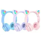 在飛比找遠傳friDay購物精選優惠-W39 貓耳朵兒童藍牙頭戴式耳機