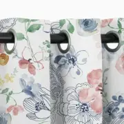 Triple Weave Eyelet Readymade Curtain Floral Print BLUSH 160 cm drop -GLYNIS