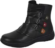 [Miss Shoes] Softie Leather Side Zip Up Extra Wide Fitting Leather Ankle Boots