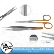 2 O.R Grade Adson Tissue Forceps 4.75''+ IRIS Scissor Color Coded CE Instruments