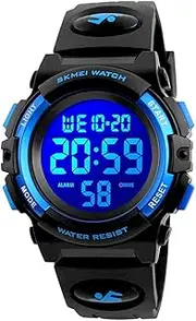 [carlien] Mens LED Digital Watch Chronograph Sports Watches 50m Waterproof Wristwatch 7 Colors Flashing Watch